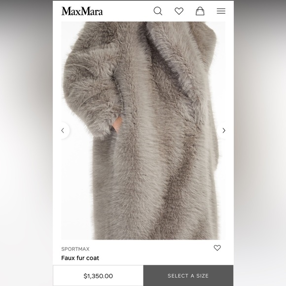 NewSeason NWT Sportmax by Max Mara Faux Fur Coat Gray Size: Small Fall/Winter - Picture 7 of 11